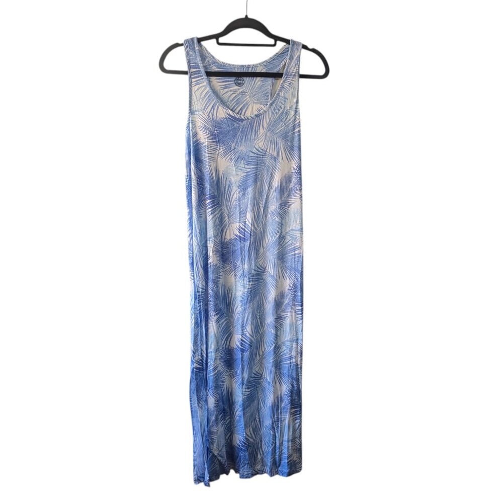 Tommy Bahama Blue Palm Leaf Leaves Print Maxi Tank Sleeveless Dress Size Large
